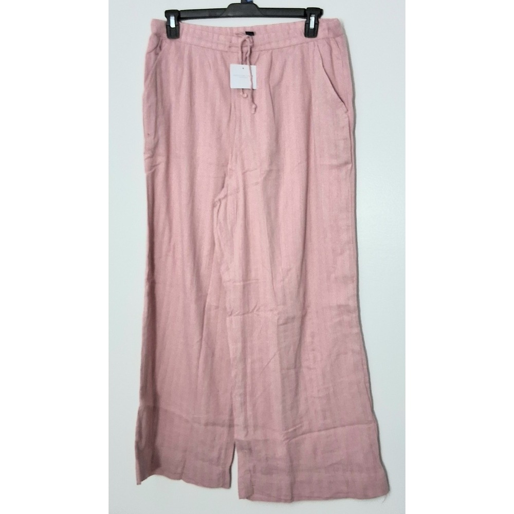 American Eagle Pantsโ Women's Size Large Pink High Rise Textured Wide Leg Pullon